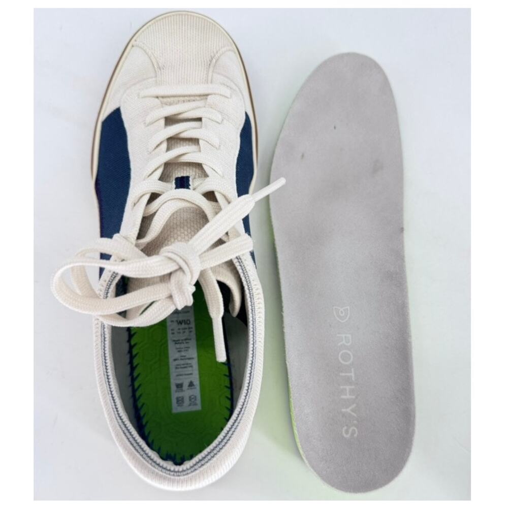 Rothy’s BlackBerry Block Lace Ups Lace Up Sneakers Off-White Blue Purple 10 - Picture 7 of 10